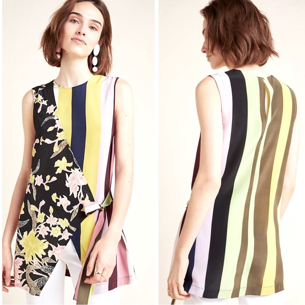 DIANE VON FURSTENBERG - Sedona Sleeveless Tie-Front Silk Top Size XL